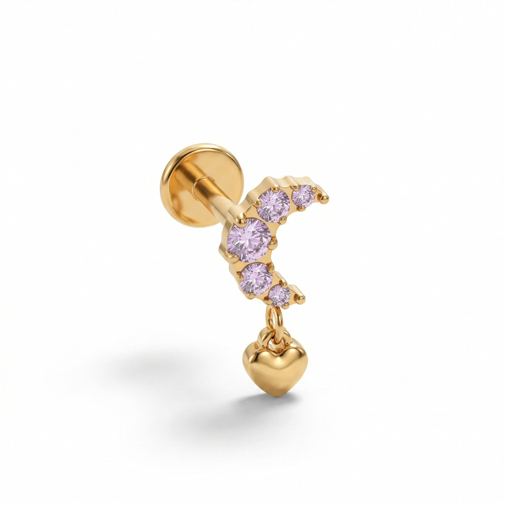 Titanium moon with pink stones