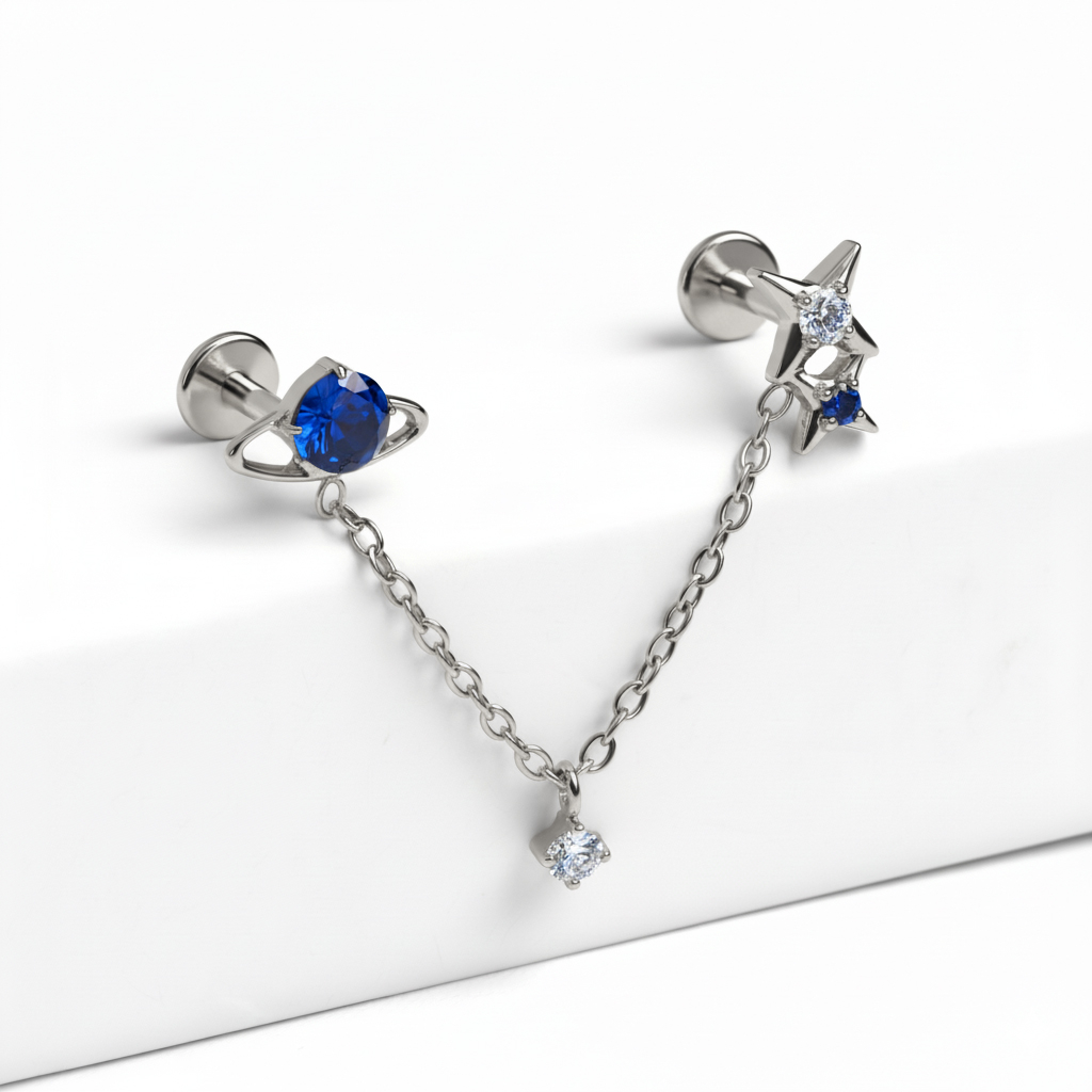 Titanium space labret duo