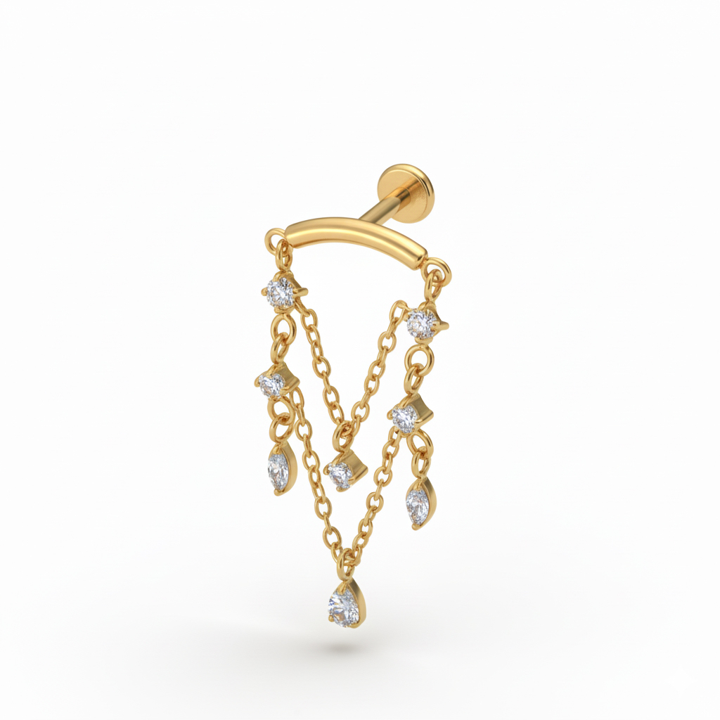 Labret od titanija s elegantnim visećim detaljima