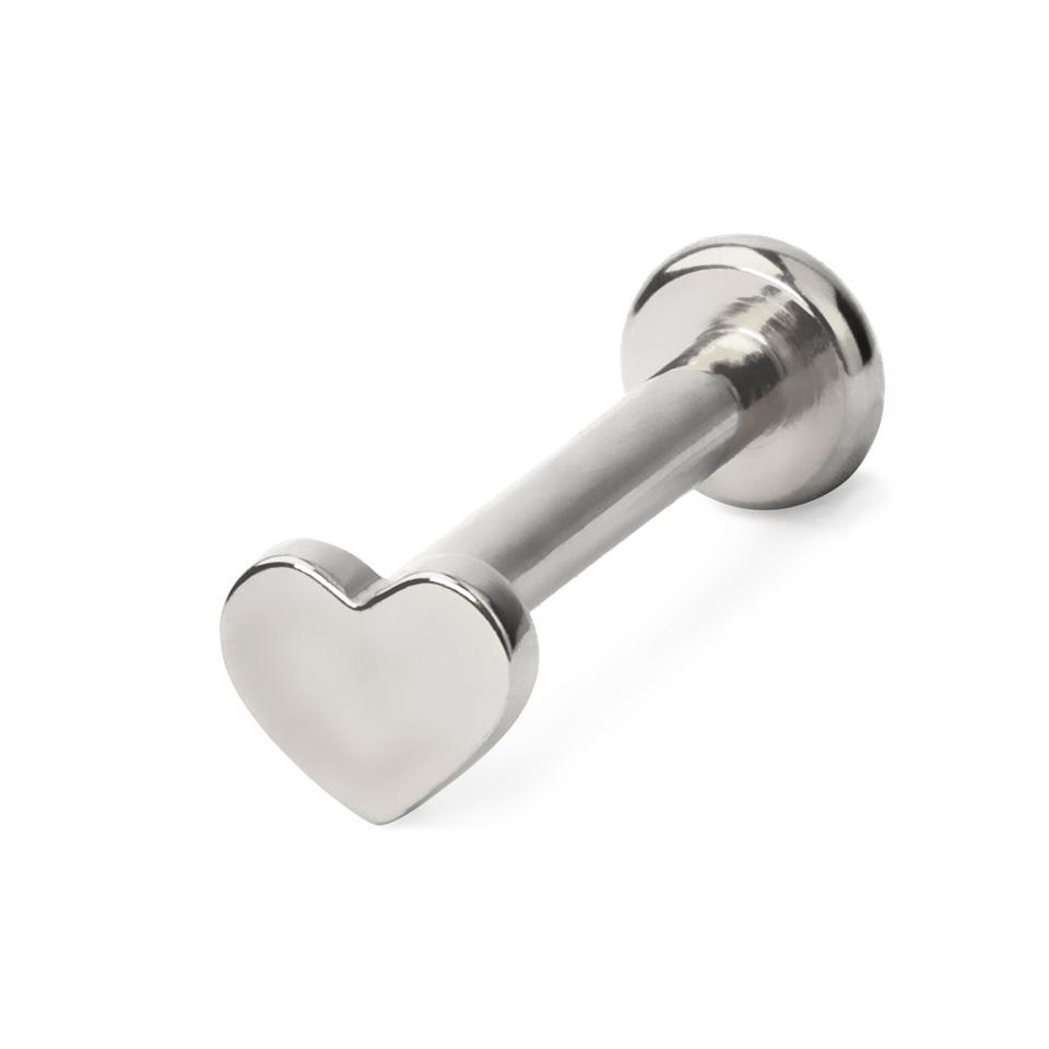 Labret made of titanium with internally threaded top in different designs