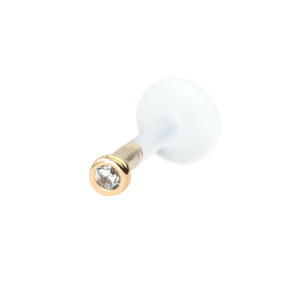 Labret s vrhom od 14K zlata i iglom od ptfe-a
