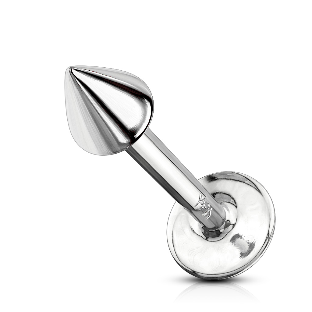 Labret made of solid 14k gold with spike top