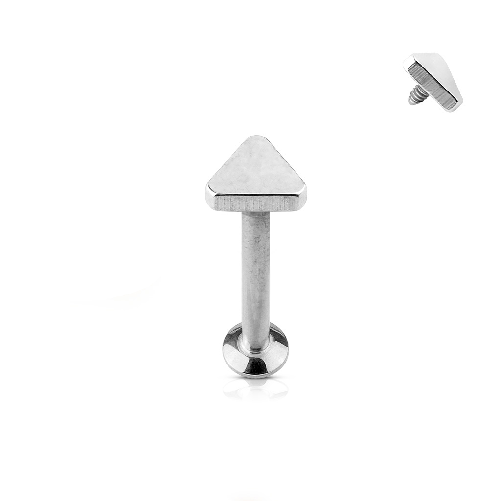 Labret with internally threaded post and triangular top