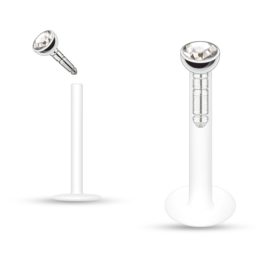 Labret od PTFE-a s kamenčićem u raznim bojama