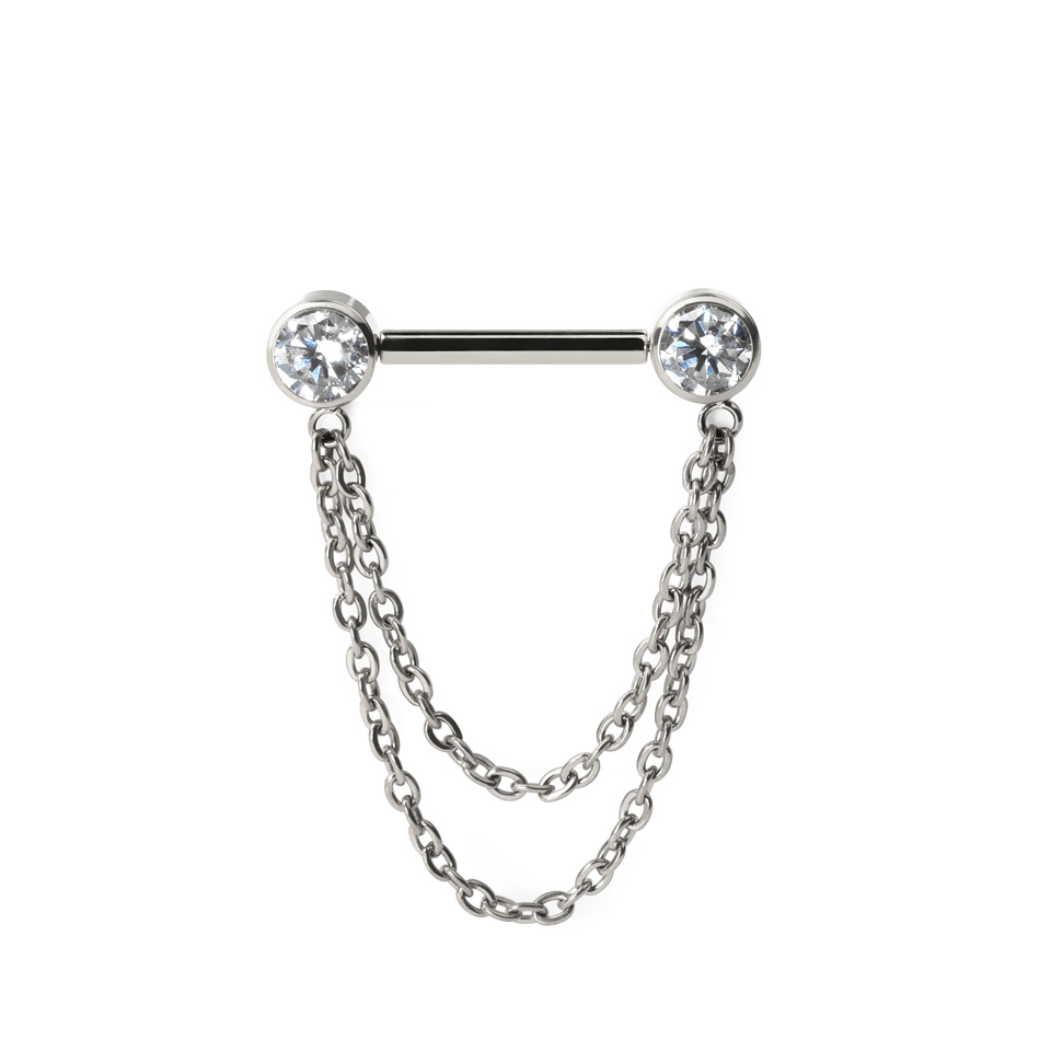 Titanium nipple barbell with chains
