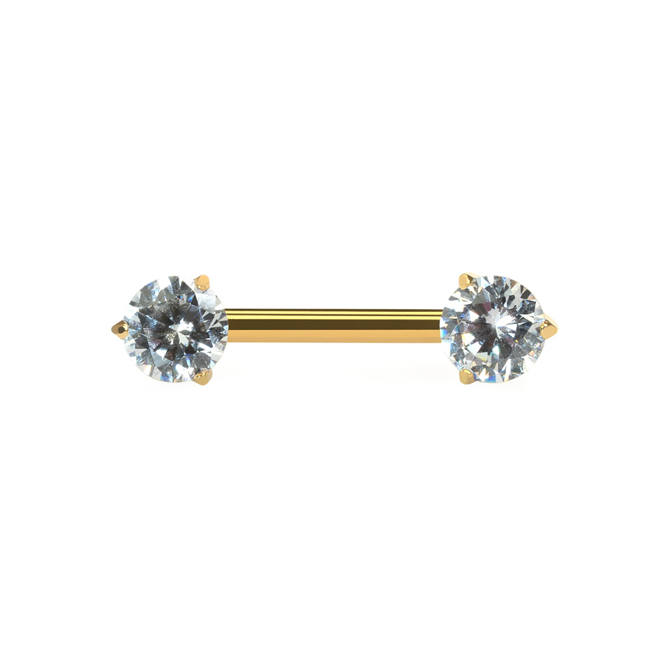 Nipple titanium barbell with stones