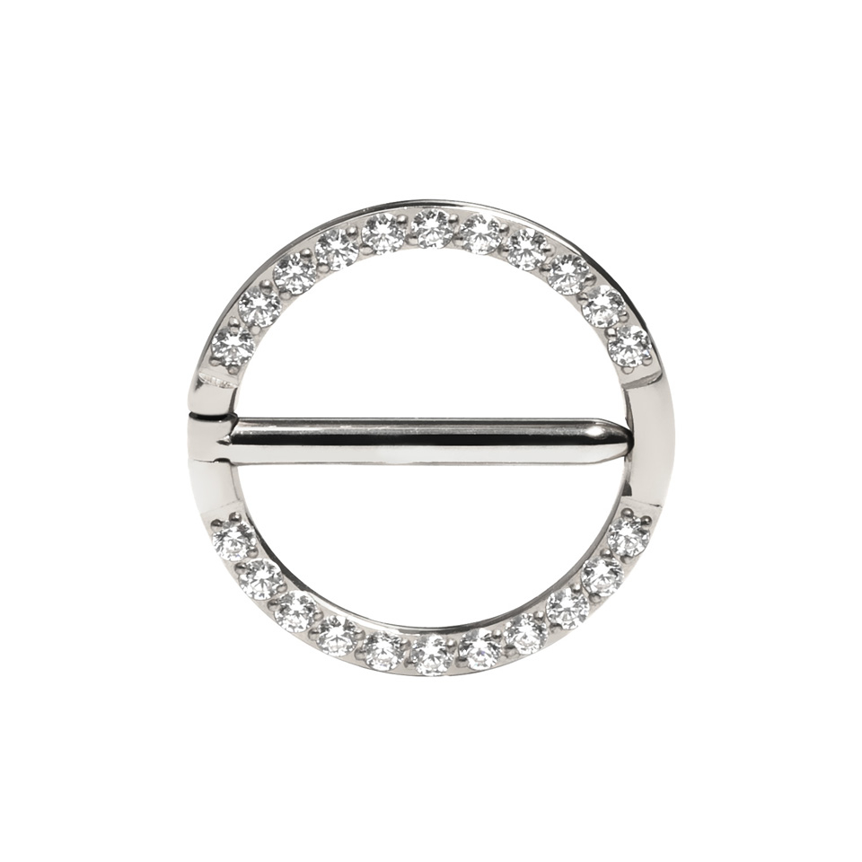 Kliker za bradavice od titanija s pavé postavom kamenčića