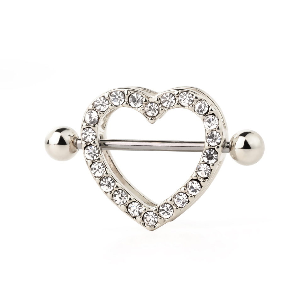 Nipple shield with studded heart shape
