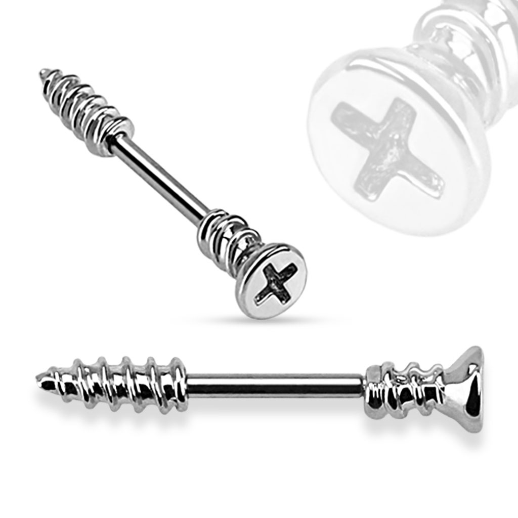 Nipple barbell shaped like a screw