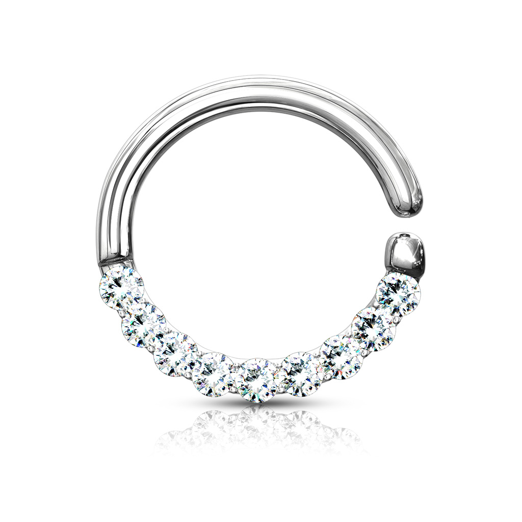 Septum ring with stones string