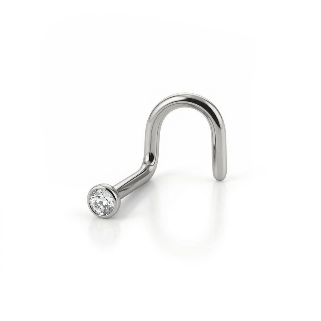 Nose screw made of surgical steel with different color stones