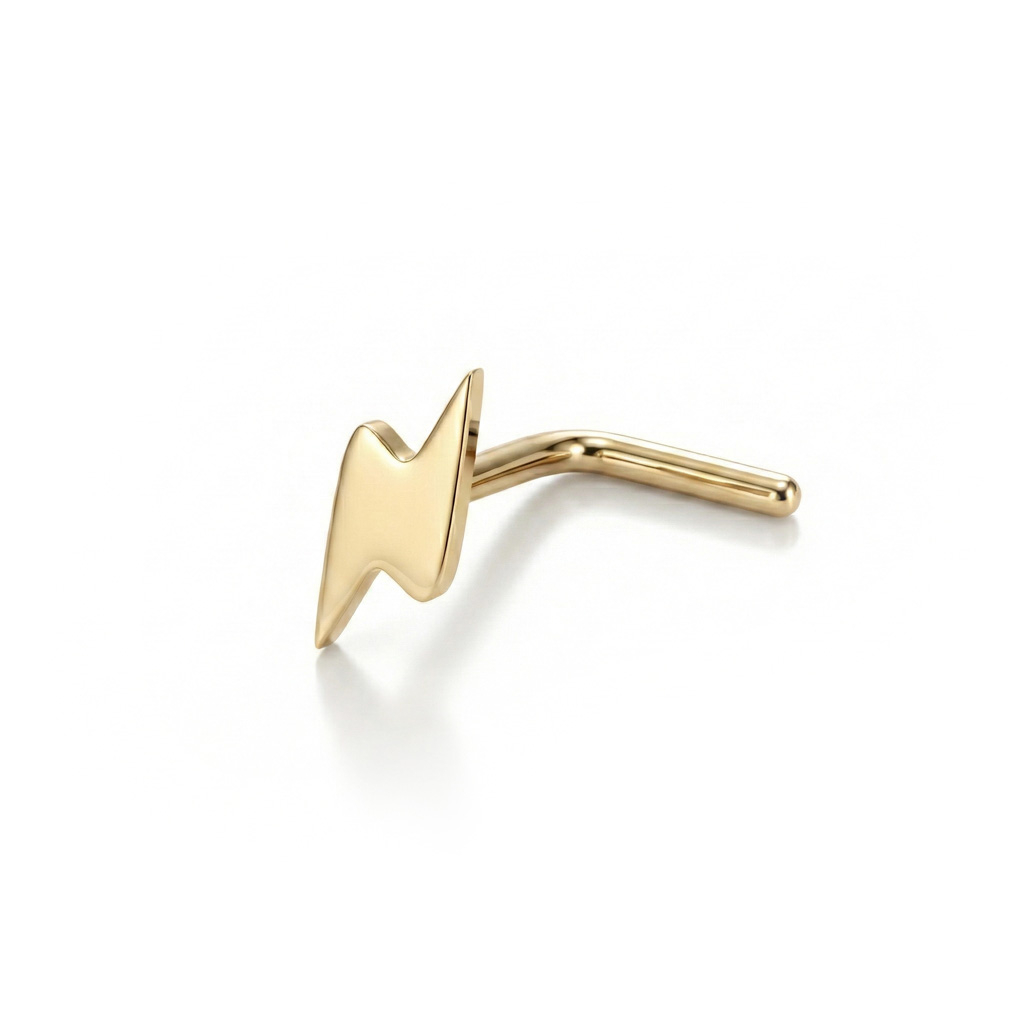 Lightning bold nose stud in titanium