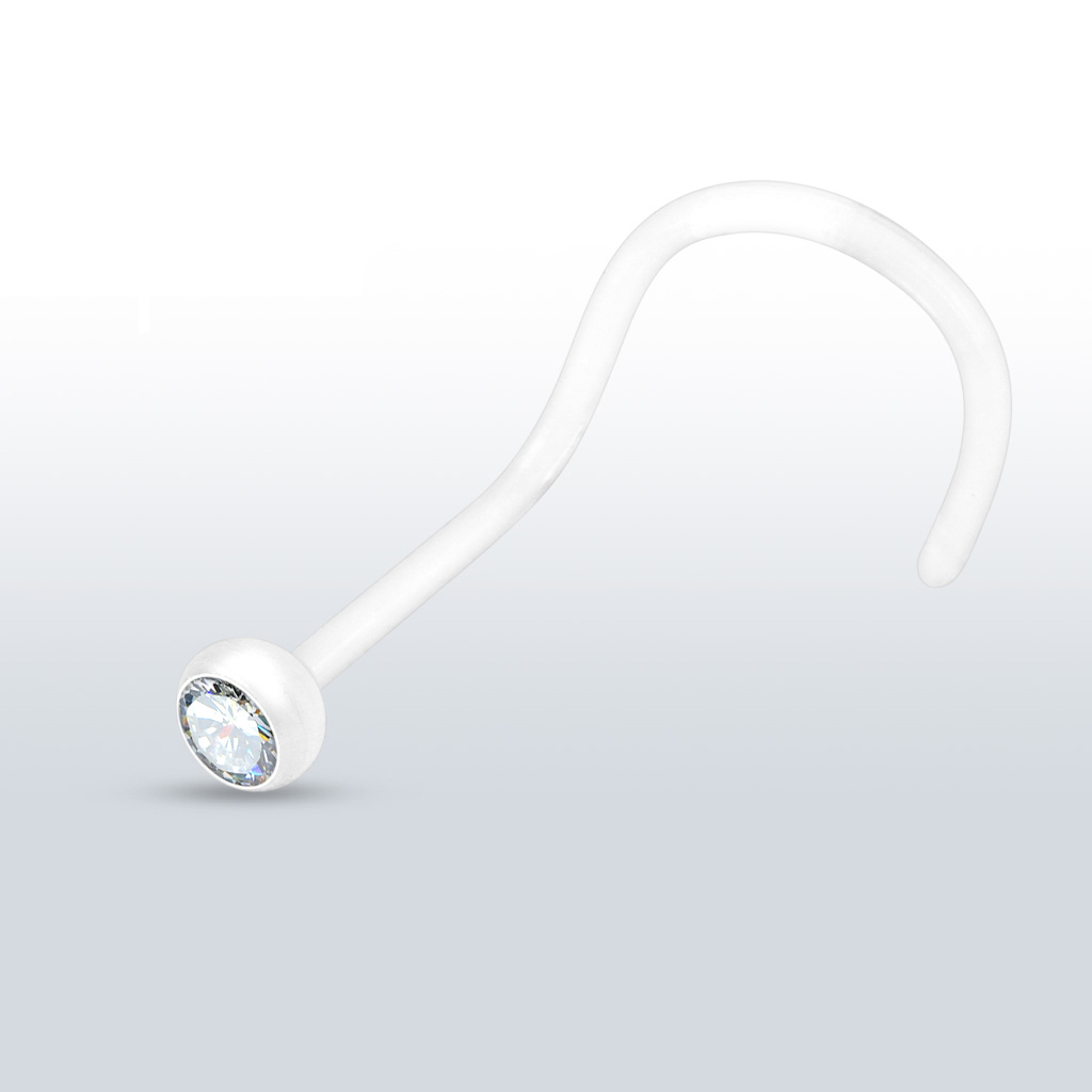 Nose screw made of ptfe with your choice of gem color