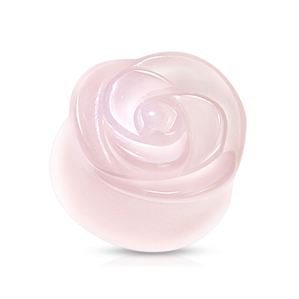 Plug of rose quartz with rose