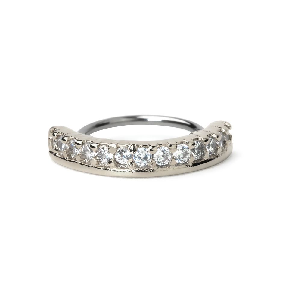 Twist ring with half circle and stones