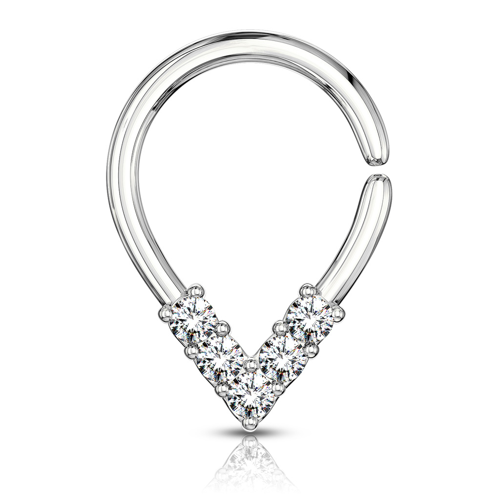 Seamless ring with top-down studded drop-shape