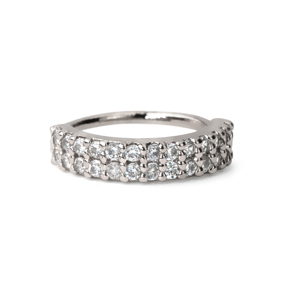 Ring with double row of clear stones