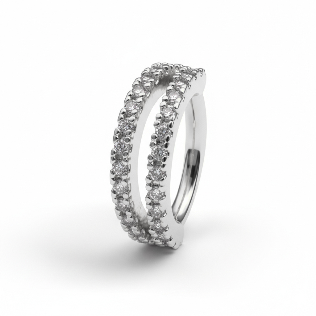 Ring with double split stone band