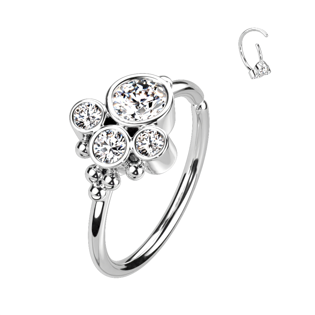 Twist ring with round stone ball cluster design