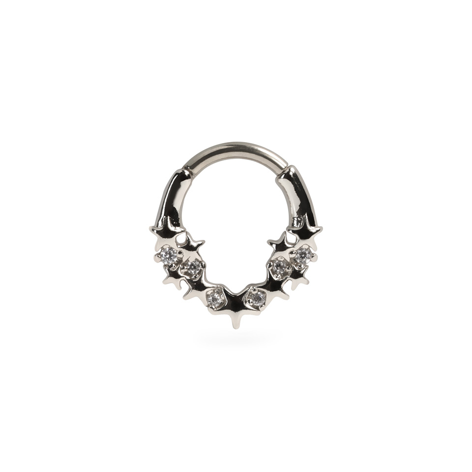 Forward facing ring with stars and stones