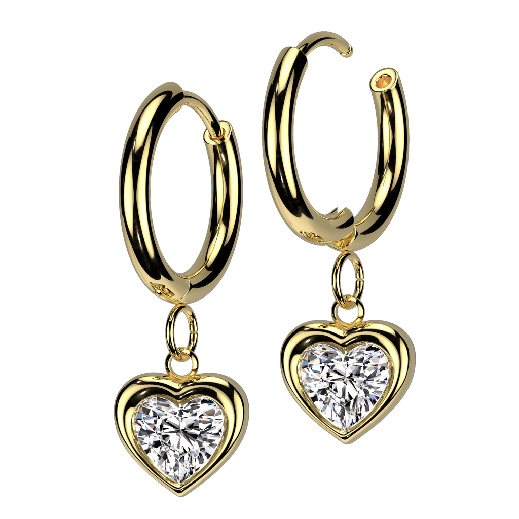 Pair of hoops with heart dangle