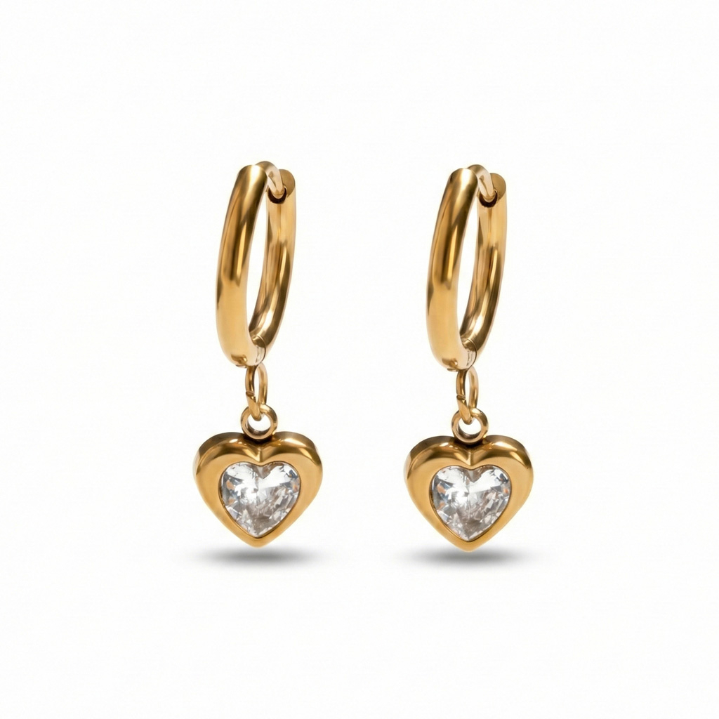 Pair of hoops with heart dangle