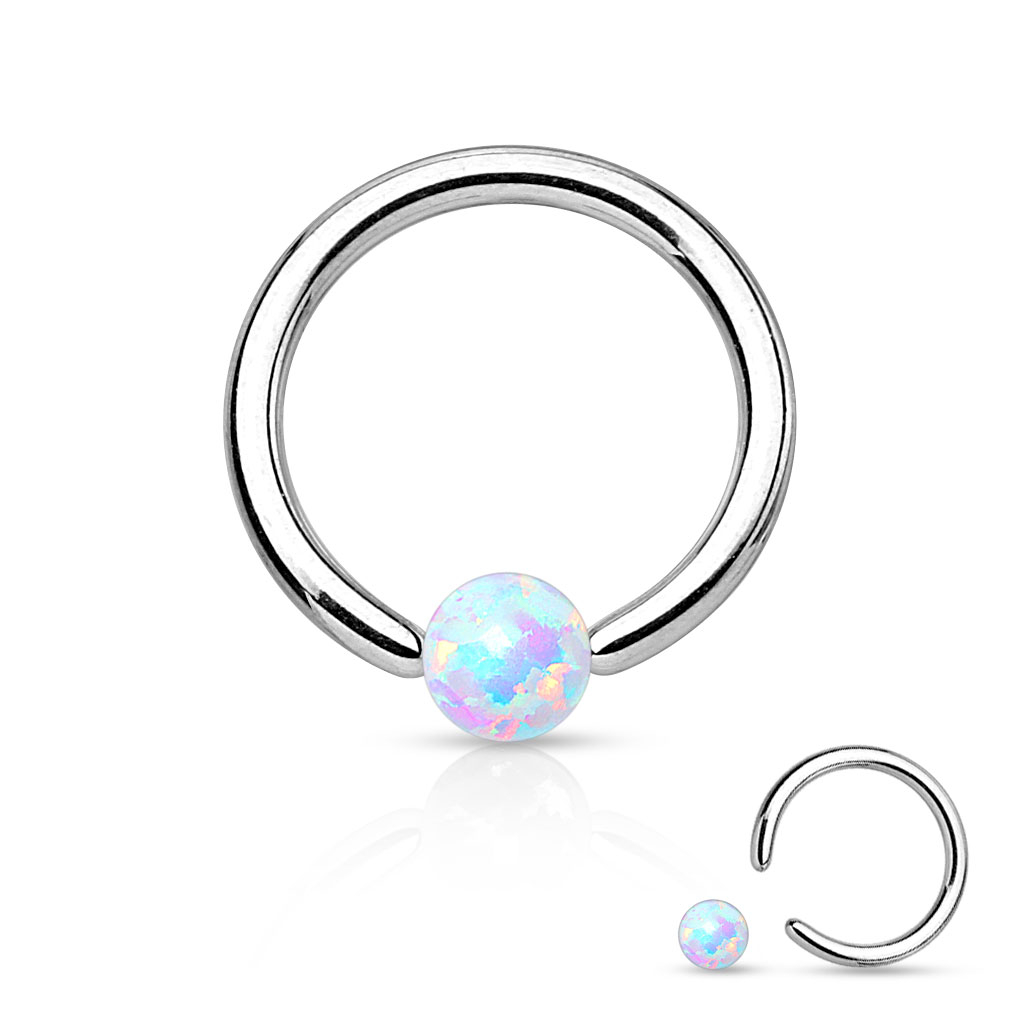 Captive bead ring with opal stone