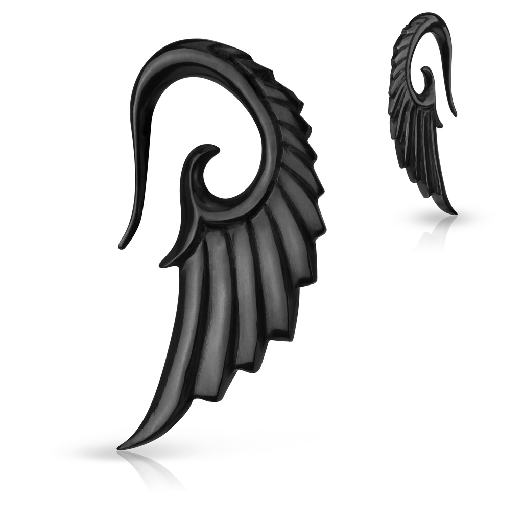 Hanger with hand-carved angel wing from horn