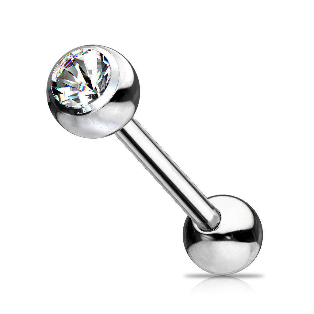 Šipkica za jezik od titanija s umetnutim kamenčićem