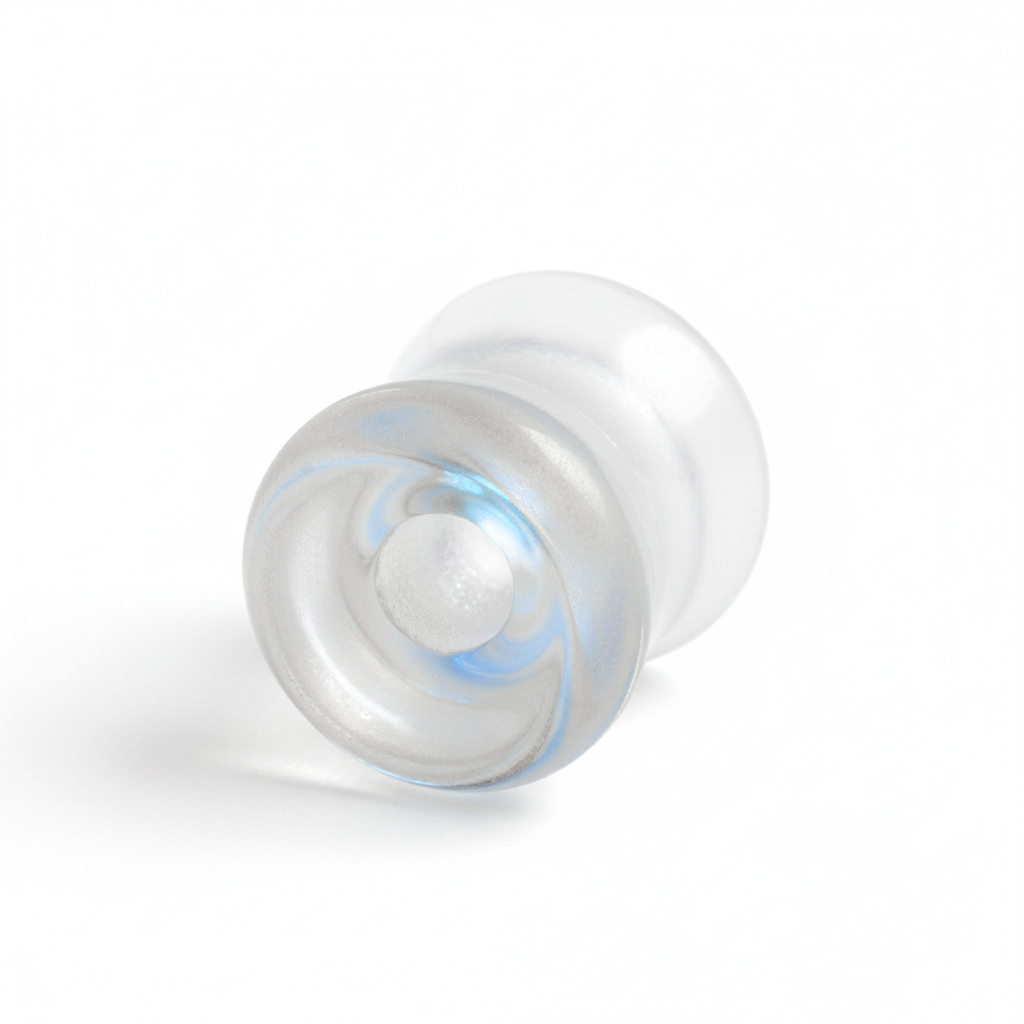 Glass double flare tunnel with aurora borealis effect