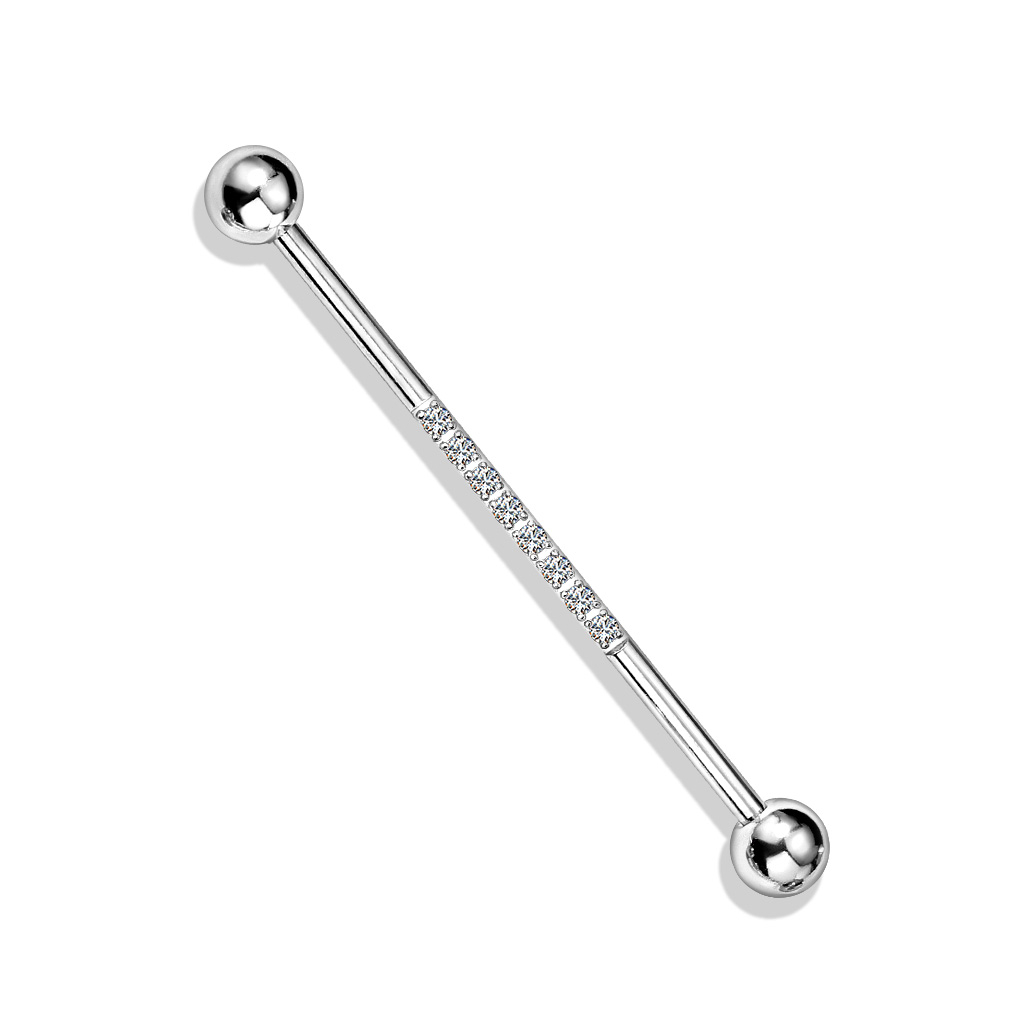 Industrial barbell with stones in a row