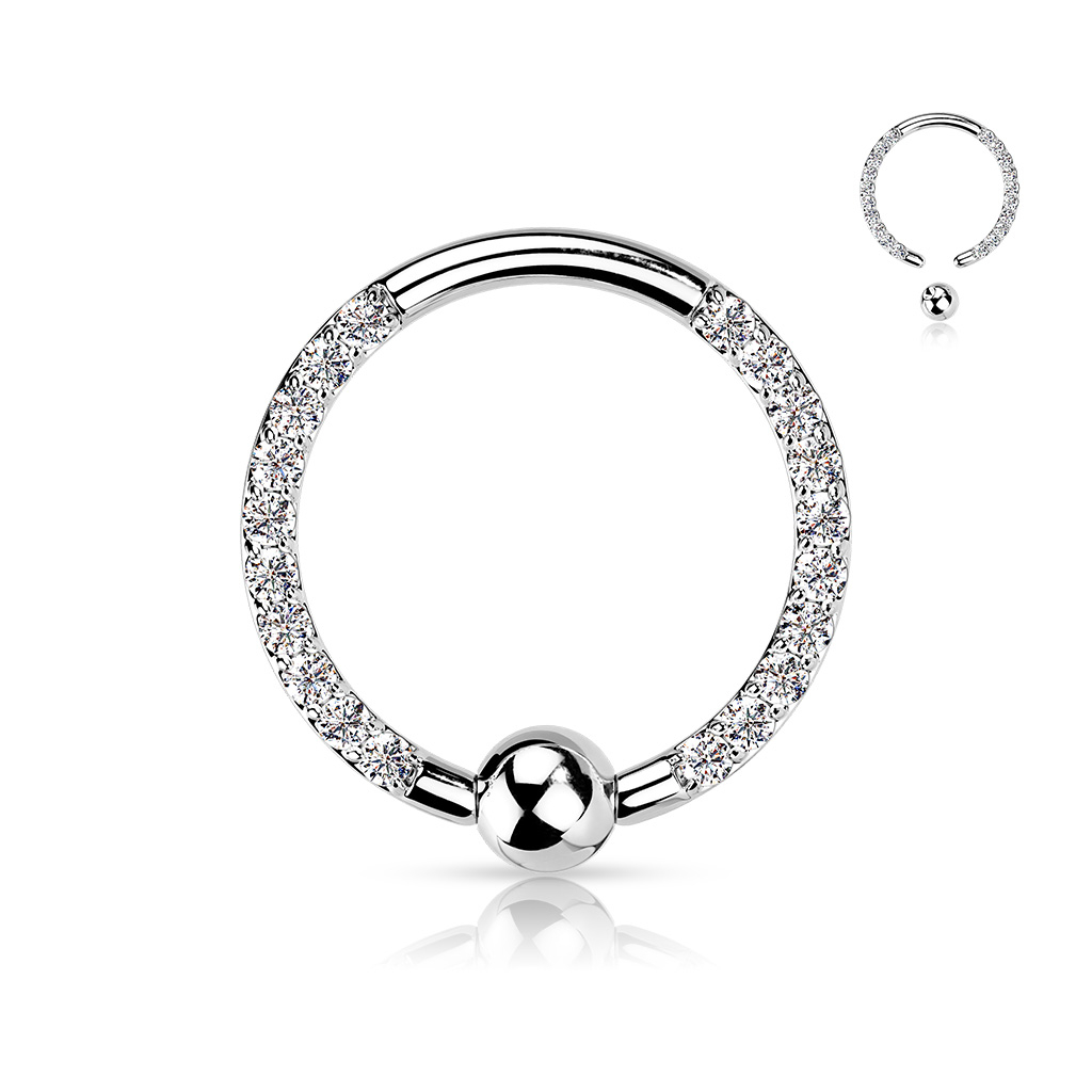 Titanium captive bead ring with front facing stones on each side