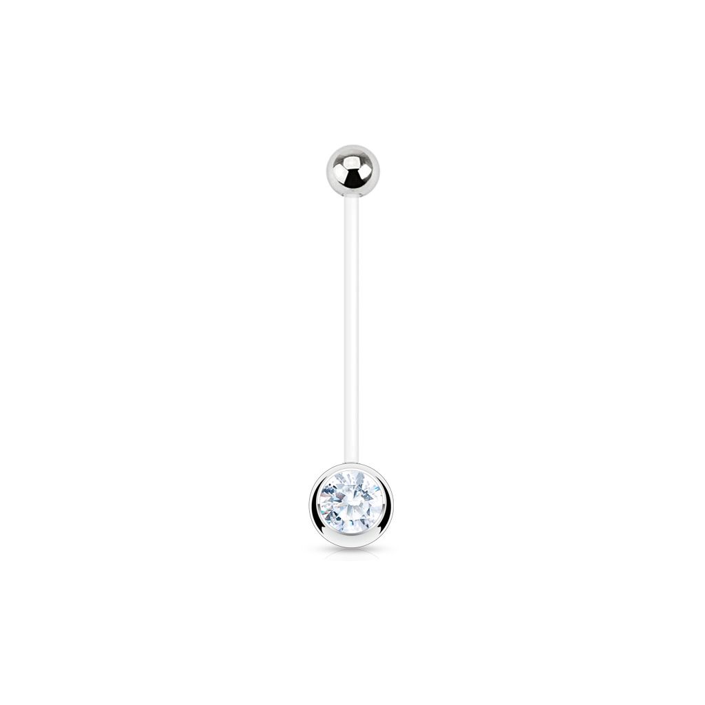 Cute pregnancy belly ring with PTFE barbell and a gem in different colors