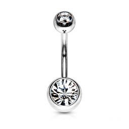 Belly button ring double jeweled made of surgical steel in a variety of colors
