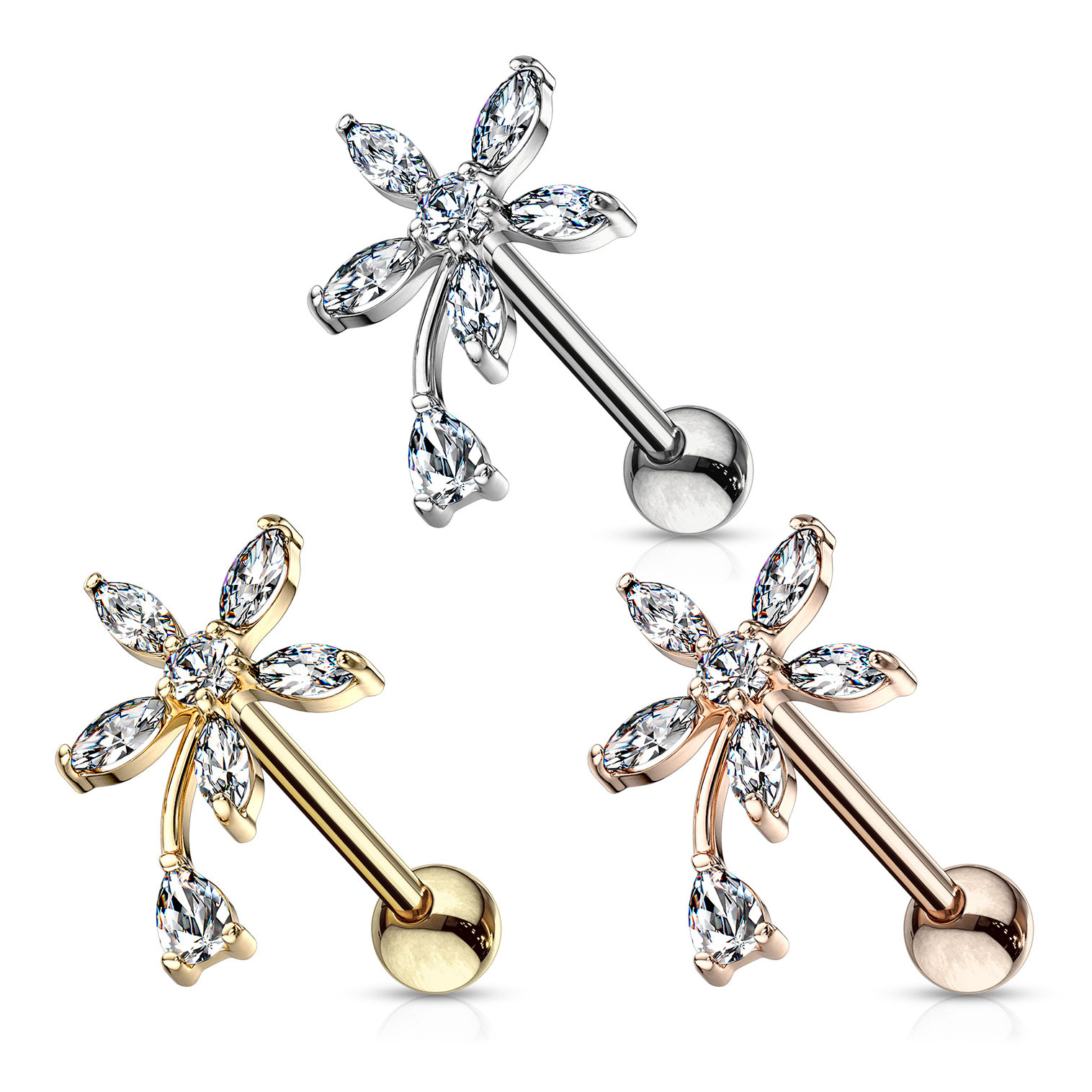 Naušnica s okruglim i ovalno brušenim kamenčićima