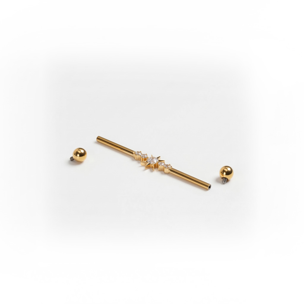 Industrial šipkica od titanija sa zvijezdom i kamenčićima