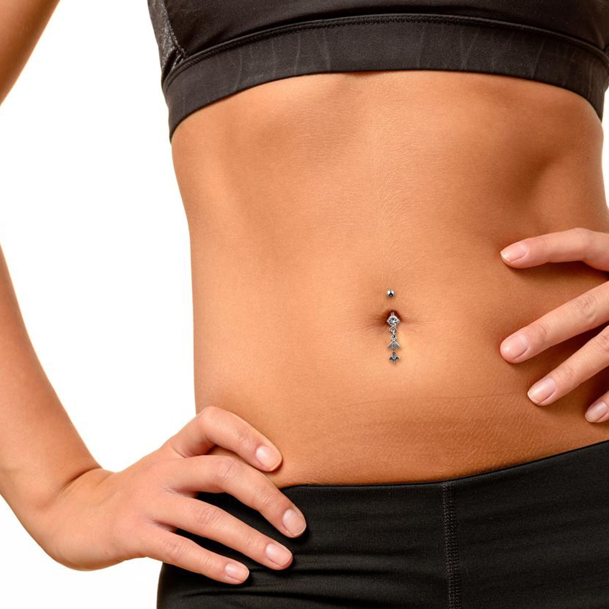 Belly button ring with zodiac sign dangle