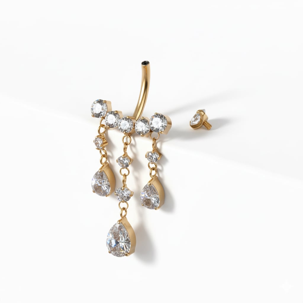 Nakit za pupak od titanija s visećim kamenčićima