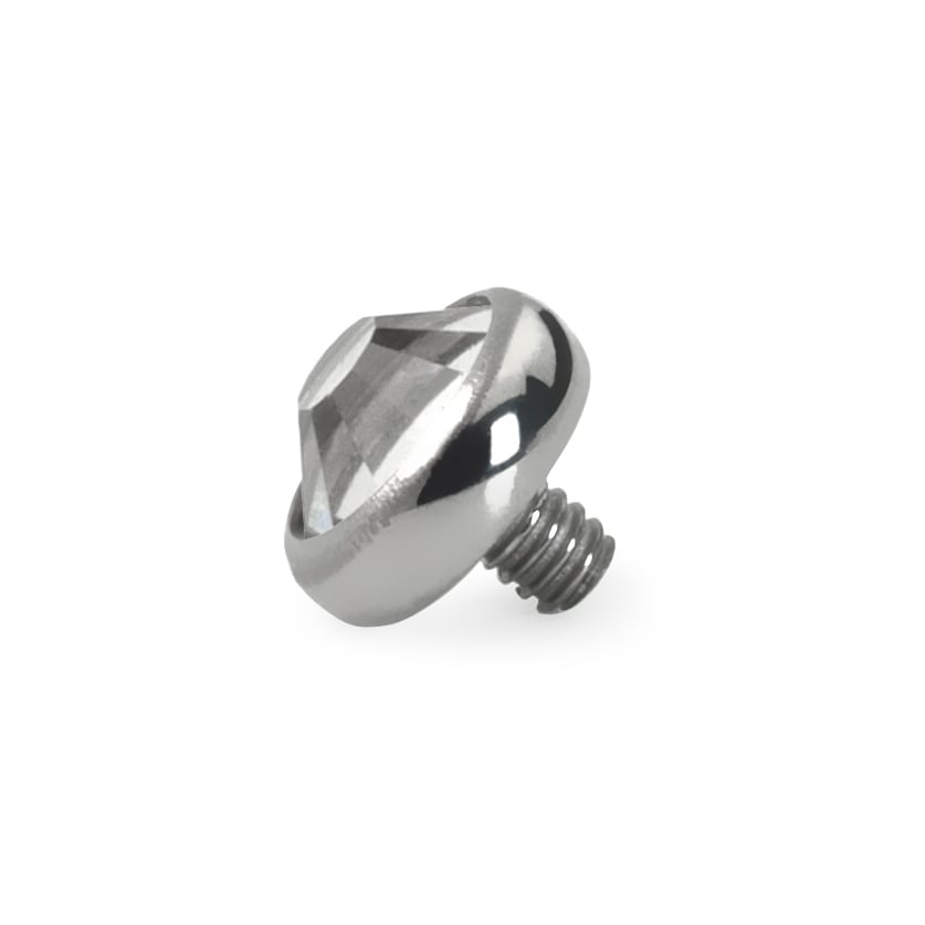 Dermal top jewelry made of titanium with colored stone