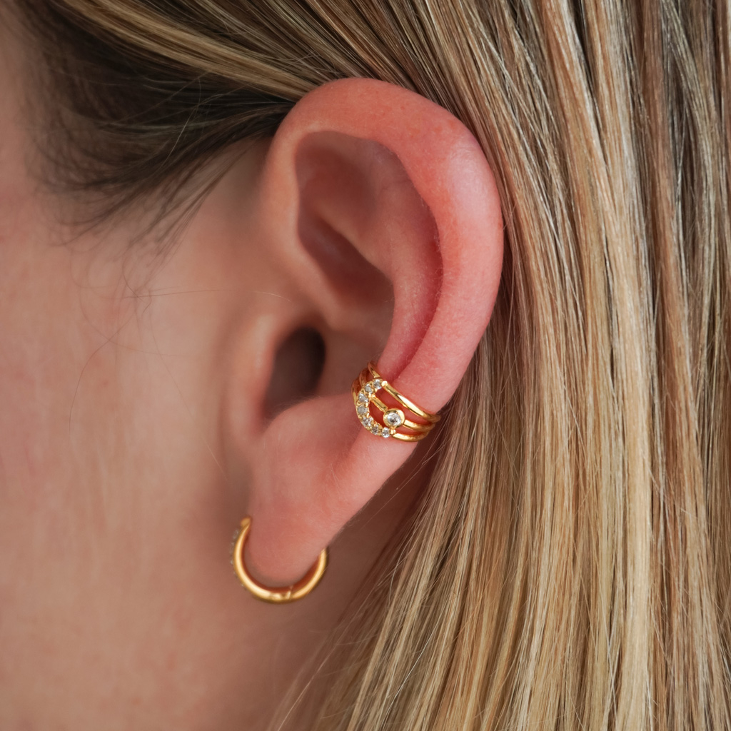 Trostruka ear cuff naušnica s mjesecom