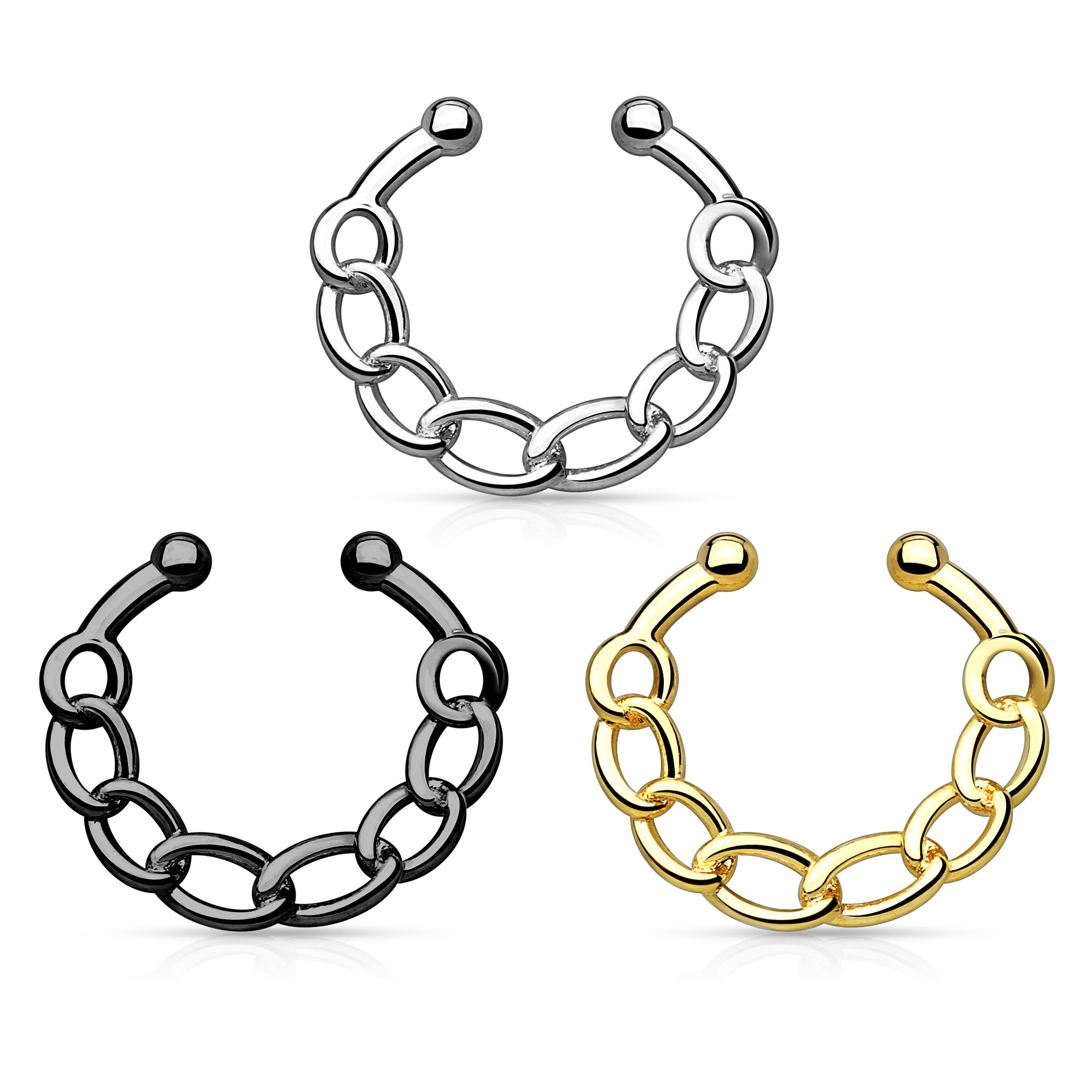 Lažni piercing za septum s lancem