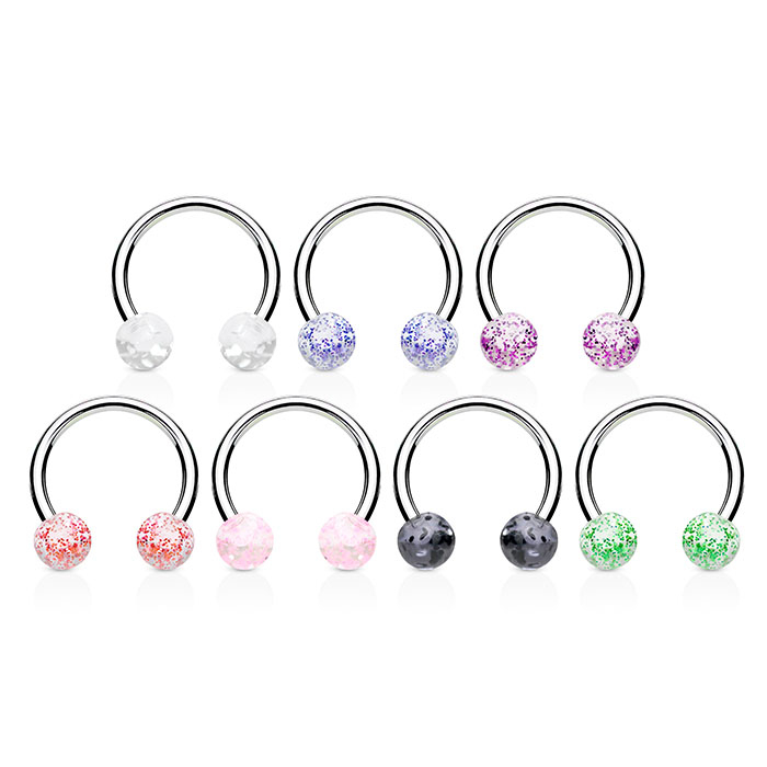 Circular barbell with glitter balls