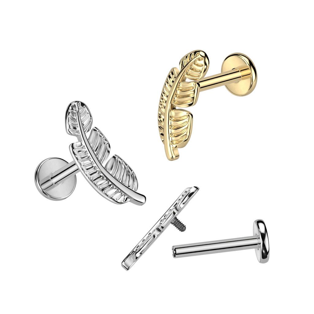 Labret od titanija s elegantnim perom