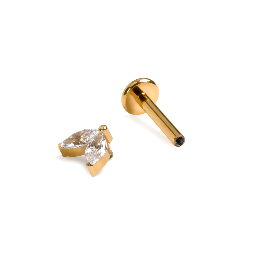 Labret od titanija s dva jednaka kamenčića