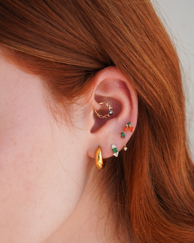 Cherry labret with colorful stones