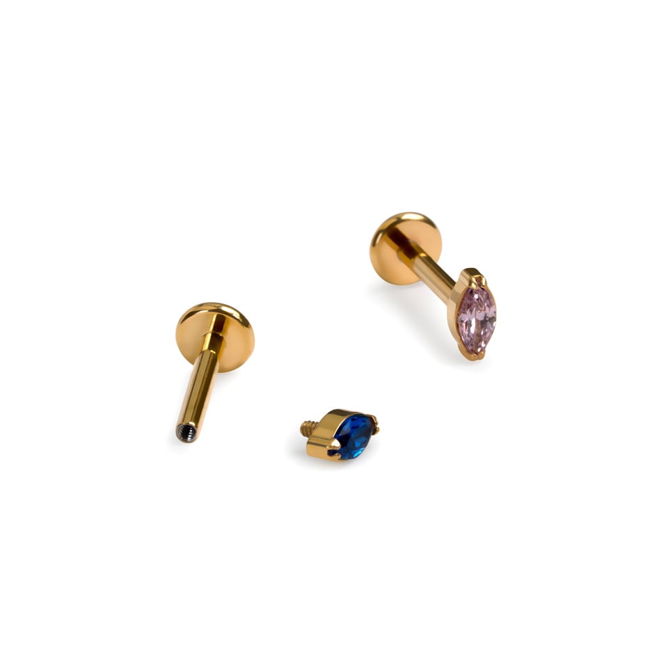 Titanium labret with choice of stone color