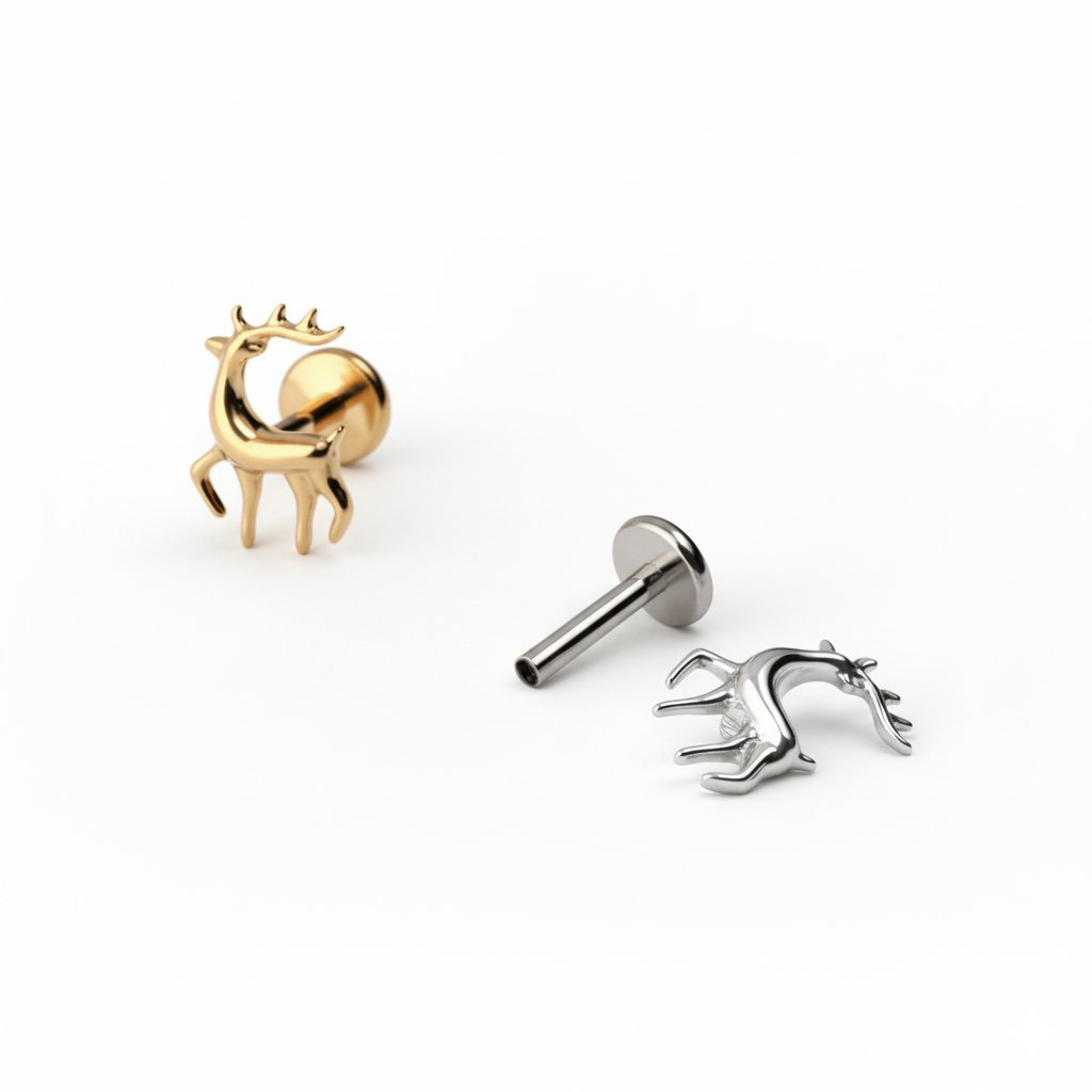 Reindeer labret in titanium