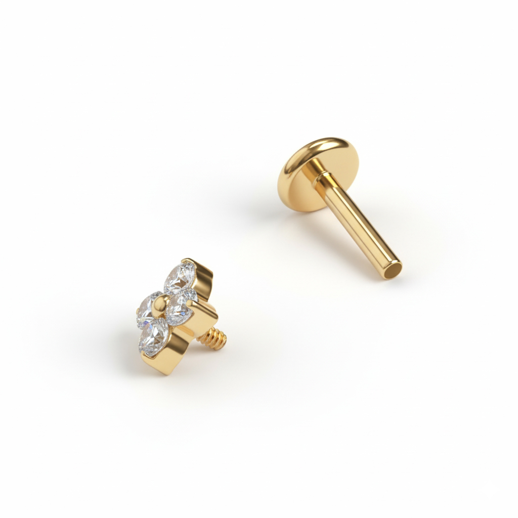 Titanium miniature flower labret