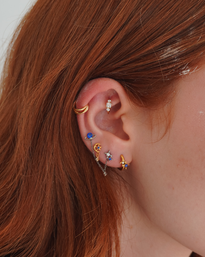 Titanium space labret duo