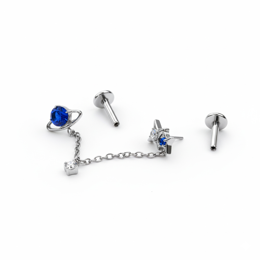 Titanium space labret duo